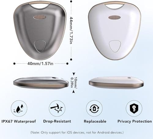 Romansei Key Finder Luggage Tracker, Tracker Like Airtag Works with Find My(iOS only), MFi Certified, Item Locator, Smart Tracker Tag, Bluetooth Tracker for Dog, Bags, Keys and Wallets (2 Pack) 5