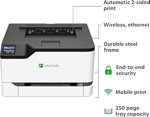 Lexmark CS331dw Color Laser Printer with Ethernet, Mobile-Friendly, Wireless Office Printer with Automatic Two-Sided Printing (3-Series)(40N9020) 6