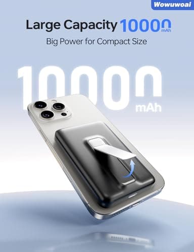 for Magsafe Portable Charger, 10000mAh Wireless Power Bank with Stand and PD 20W, USB C Fast Charging Powerbank, Magnetic Battery Pack Compatible with iPhone 17/16/15/14/13 Pro/Pro Max Series - Gray 3