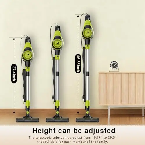 Intercleaner 23Ft Corded Vacuum Cleaner,2 Operation Mode Powerful Suction Stick,19''-30'' Adjustable Tube Handheld Vac for Hard Floors Carpets Pet Hair,Wall Mount Storage 7