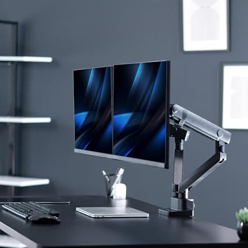 VIVO Premium Aluminum Full Motion Dual Monitor Desk Mount Stand with Lift Engine Arm, Fits Ultrawide Screens up to 35 inches, STAND-V102BB 7
