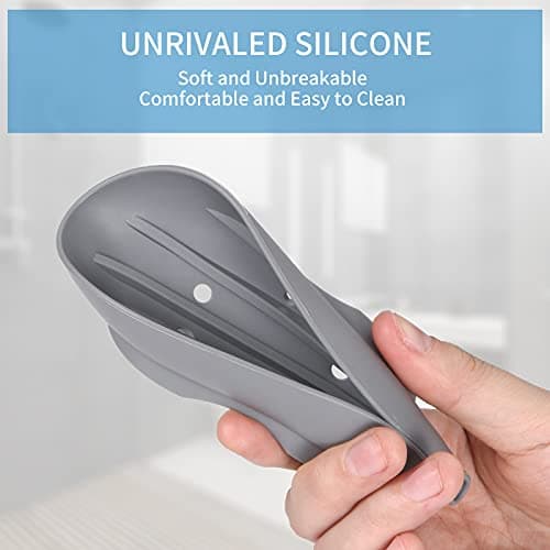 Bathroom Soap Dishes Dish Holder Stand Saver Tray Case for Shower-Silicone Rubber Drainer Dishes for Bar Soap Sponge Scrubber Bathroom Kitchen Sink-Dishwasher Safe-Drains Water,Extends Soap Life 7