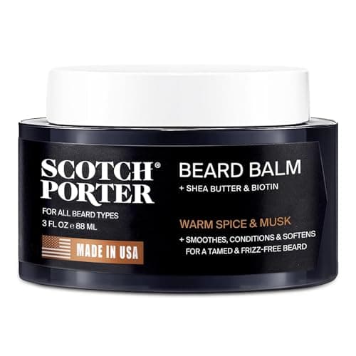 Scotch Porter Conditioning Beard Balm – Smooth, Shape, Moisturize & Soften Coarse, Dry Facial Hair while Encouraging Growth for a Fuller/Healthier-Looking Beard – Original Scent, 3 oz. Jar