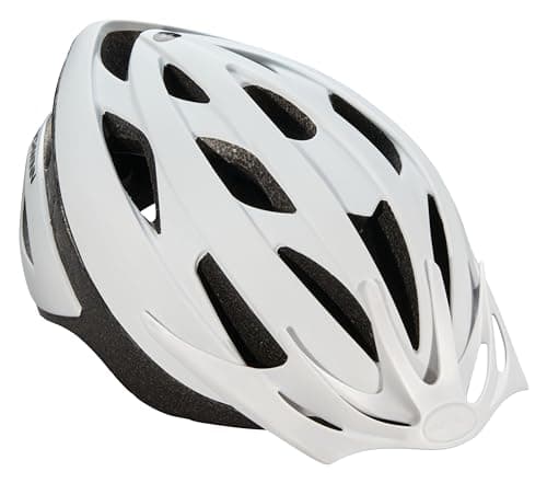 Schwinn Thrasher Helmet for Adults, White, Size 58-62 cm for Riders Ages 14+, Lightweight Microshell, Adjustable Dial and Straps, Interior Padding, 20 Air Vents, Removable Visor, Adult Bike Helmet