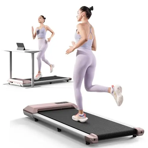 DeerRun Walking Pad 2 in 1 Under Desk Treadmill, 2.5HP Low Noise Walking Pad Running Jogging Machine with Remote Control for Home Office, Lightweight Portable Desk Treadmill Installation Free