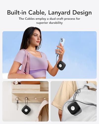 charmast Magnetic Portable Charger, 10000mAh Magnetic Power Bank Fast Charging, 20W Wireless 3 in 1 Battery Pack with Built-in USB C Cable for iPhone 16/15/14/13/12/Pro, AirPod, Apple Watch etc 9