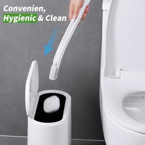 oshang Disposable Toilet Brush - Toilet Bowl Cleaner, Toilet Cleaning Supplies, Toilet Brush with Holder, 14 Refills for Deep Cleaning and Hygienic Bathroom Maintenance 7