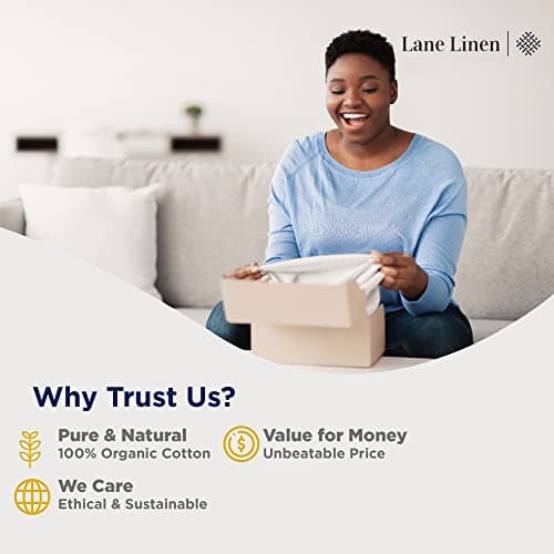 Lane Linen 100% Organic Cotton Pillow Cases Standard Size Set of 2 (20"x26") - Cotton Pillowcases Standard Size - Soft Navy Blue Pillow Cases Set of 2 - Standard Pillowcase Pack of 2 - Navy Blue 7