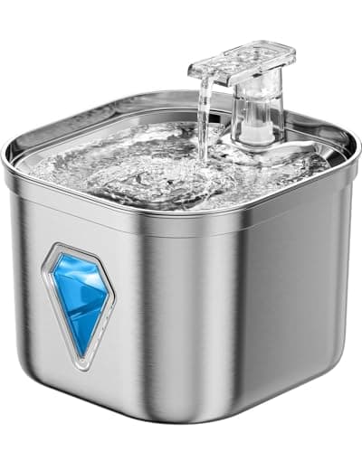 Rantizon Cat Water Fountain, 74oz/2.2L Stainless Steel Pet Water Fountain Dog Water Dispenser, Water Fountain for Cats Inside with Quiet Pump