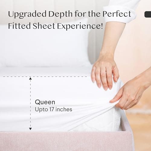 FAUNNA 800TC Cotton Fitted Sheet Queen Size Bed Sheet, Deep Pocket, Fits Up to 17 Inch Mattress Soft, Comfort and Breathable, Durable Long Lasting, Bottom Sheet, White,1 Fitted Sheet Only 5