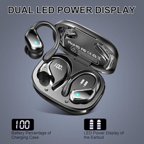 Wireless Earbuds Sport, Bluetooth 5.4 Headphones 2025 Bluetooth Earbuds with 75Hrs Stereo, 4 ENC Mic, Over-Ear Buds with Earhooks Noise Canceling Earphones , IP7 Waterproof Headset for Workout/Running 6