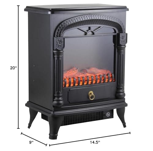 Comfort Zone Electric Fireplace Space Heater, Traditional Warm Stove Style, Realistic 3D Flame Effect, Adjustable Thermostat, & Overheat Protection, Ideal for Home, Bedroom, & Office, 1,500W, CZFP4 8