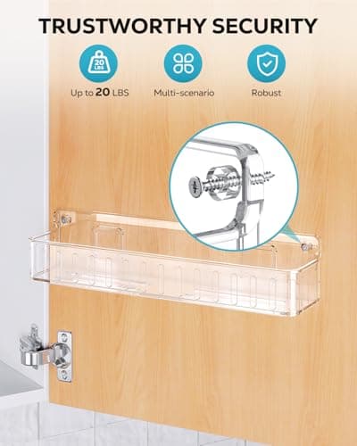 Nieifi Spice Rack Wall Mount, 4 Pack, Clear, Screw or Adhesive Installation, Spice Rack Organizer for Your Kitchen Cabinet or Pantry Door 7