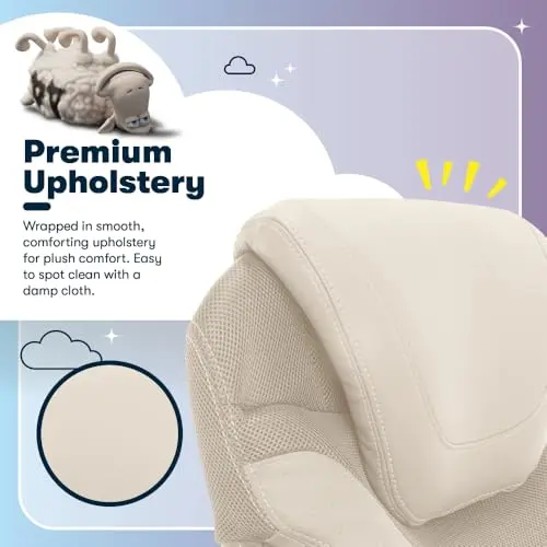 Serta Bryce Executive Office Chair, Ergonomic Computer Desk Chairs with Patented AIR Lumbar Support, Comfy Body Pillows, Height Adjustable, Swivel Base with Wheels, Bonded Leather, Cream 5