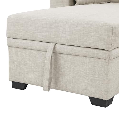 ERYE 83-inch Pull Out Sleeper Couch Bed, L-Shaped Corner Reversible Sleeper Sectional Sofa Polyester Blend Tufted Upholstered Convertible Sofa Bed with Storage Chaise for Home Apartment Living Room 6