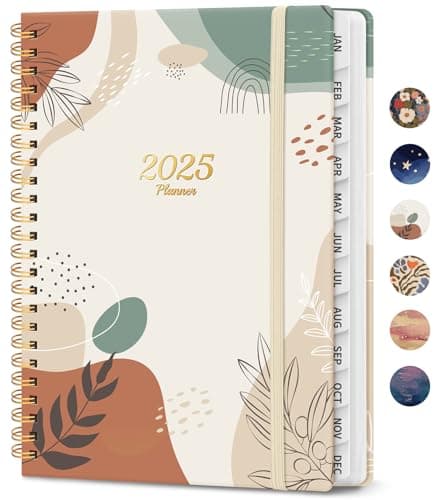 2025 Planner, Weekly and Monthly Planner, 12 Month (Jan 2025 - Dec 2025), Hardcover 2025 Calendar Planner Book with Monthly Tabs, Inner Pocket, Spiral Bound, Perfect for Office Home School Supplies - A5 (6.3" x 8.5"), Abstract