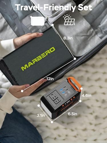 MARBERO 111Wh Solar Generator with Solar Panel Included Portable Power Station 120W with Foldable Panel 30W Set for Camping Outdoor Hiking Fishing Emergency 5