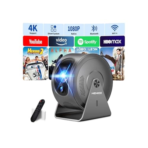 Mini Projector [Built-in Apps] Projector 4K 1080P, 2026 Upgraded Auto Focus & Auto Keystone 360° Rotatable Projector Portable, with WiFi 6 & Bluetooth 5.4 Compatible with HDMI/TV Stick/USB/Laptop,Grey