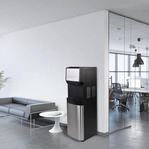 LUCKYERMORE Bottom Loading Water Cooler Dispenser for 5 Gallon Bottles, 3 Temperature Spouts, Child Safety Lock, Ideal for Home, Office, and Dorm Use,ETL Approved, Stainless Steel 7