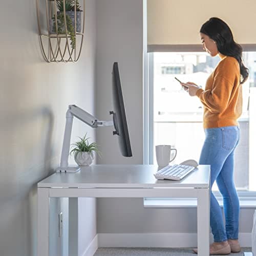Ergotron – MXV Single Monitor Arm, VESA Desk Mount – for Monitors Up to 34 Inches, 7 to 20 lbs – White 5