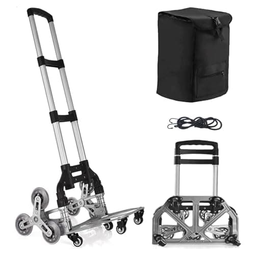 Stair Climbing Hand Truck Heavy-Duty Shopping Cart，Heavy-Duty Hand Truck Portable Folding Cart for Moving with Universal Wheels and with Removable Waterproof Canvas Bag.
