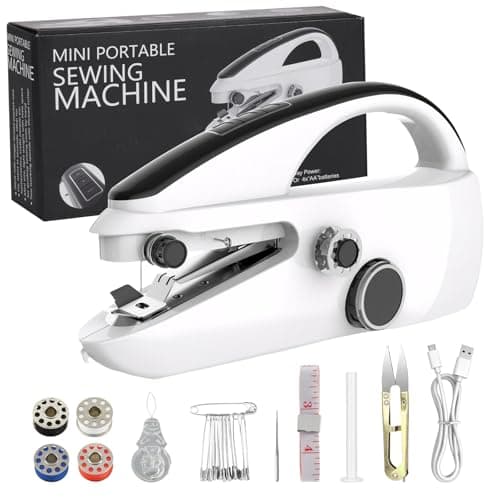 OKYUK Sewing Machine, Handheld Sewing Machine for Beginners, Two Speed Adjustment Electric Mini Sewing Machine, Easy to Use and Fast Stitch Suitable for Clothes,Fabrics, DIY Home Travel (Black)