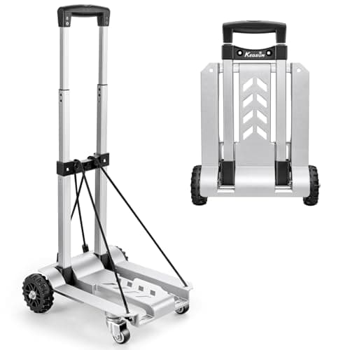 KEDSUM 270LBS Utility Luggage Cart with 4 Wheels, 100% Aluminum Hand Truck Dolly, Folding Hand Truck with Advanced Tank Wheels, Portable Dolly Cart for Luggage, Travel, Shopping, Office Use