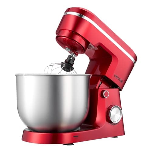 VEVOR Stand Mixer, 6 QT Electric Kitchen Mixer, 300W Dough-Mixer, 10 Speeds Tilt-head Food-Mixer with Stainless Steel Bowl, Dough Hook, Whisk, Beater, for Baking, Mixing, Whipping & Kneading, Red 9