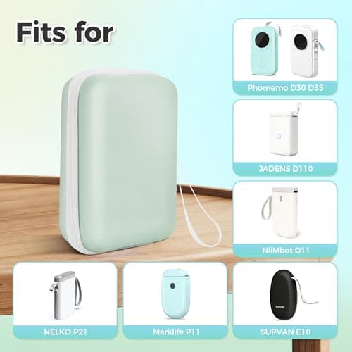 Nelko Genuine Case for P21 Label Maker, Compatible with Phomemo D30 D35 Label Maker, for NIIMBOT D11 D110, for JADENS/Memoking/SUPVAN, Box with Mesh Pocket for Batteries Accessories (Case Only), Green 6