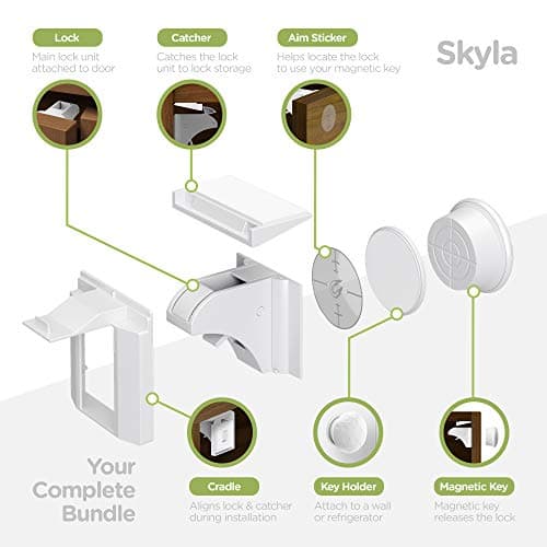 Skyla Homes Magnetic Cabinet Locks Baby Proofing Child Safety - The Safest Quickest and Easiest Multi-Purpose 3M Adhesive Child Proof Latches, No Screws or Tools Needed (12 Pack) 6