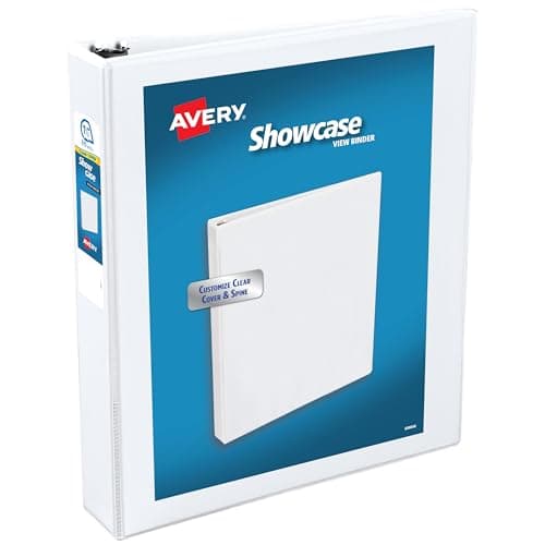 Avery Showcase Standard View 3 Ring Binder, 1.5" Slant Rings, 375-Sheet Capacity, 2.1 Inch Wide Spine, 1 White Binder, Ideal for Lightweight Organization and Occasional Referencing (19651)