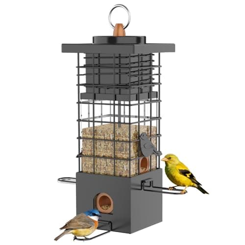 KRUOO Heavy Duty Metal Squirrel Proof Bird Feeder, 2.5LB Large Capacity, Weather Resistant, Easy Refill & Clean, Hanging Wild Bird Feeder for Finch Cardinal Chickadee Outdoor Garden