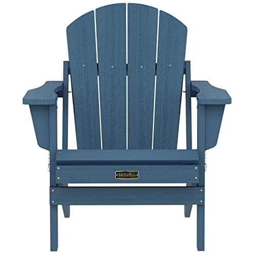 SERWALL Folding Adirondack Chairs Weather Resistant for Outdoor, Patio, Lawn, Garden, Backyard Deck, Fire Pit - Blue 13