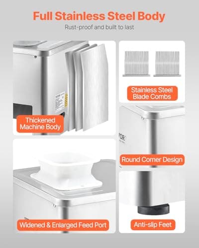 VEVOR Meat Cutter Machine, 550W Meat Slicer, 350 lb/h Commercial Meat Cutting Machine, Stainless Steel, 3.5 mm Thickness, Electric Food Cutting Slicer for Home Kitchen, Restaurant, Supermarket 6