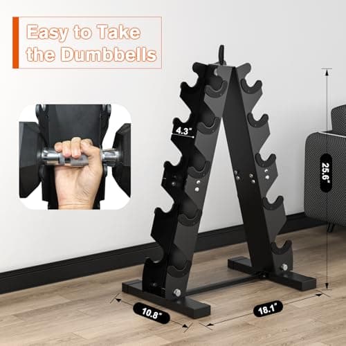DERACY Dumbbell Rack Stand Only, Heavy Duty A-Frame Dumbbell Storage Rack, 5 tier Steel Dumbbell Holder for Home Gym Space Saver 5