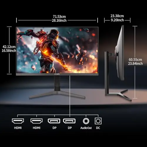 CUNPU 32 Inch 4K 144Hz Gaming Monitor, UHD Fast IPS Panel, 1ms GTG, sRGB 120%, Freesync & G-Sync, DisplayPort, HDMI 2.1, Built-in Dual Speakers, Support PS5 120Hz VRR, VESA, Height/Vertical Adjustment 7