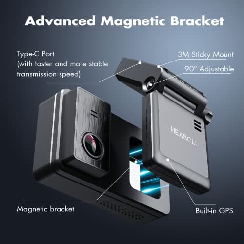 Heaboli 4K Dual Dash Cam Front and Rear, Wi-Fi GPS, 3 Inches IPS Touch Screen, Car Camera Driving Recorder with Night Vision, Parking Mode 5