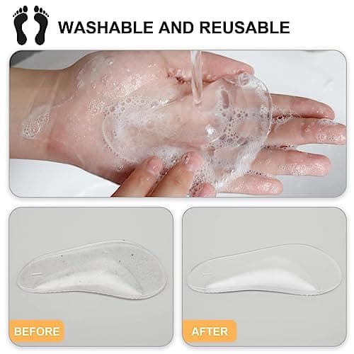 6 Pairs Gel Arch Support Cushions for Men & Women, Shoe Insoles for Flat Feet, Reusable Arch Inserts for Plantar Fasciitis, Adhesive Arch Pad for Relieve Pressure and Feet Pain 5