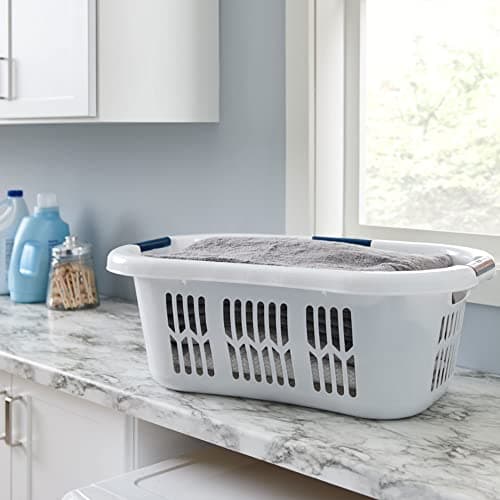 Rubbermaid Laundry Basket XL Hip-Hugger Basket 2.1-Bushel White Laundry Storage/Bathroom/Bedroom/Home Closet 5