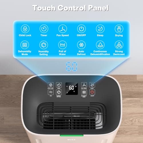 5000Sq.Ft Dehumidifier 50-80 pint for Basement and Home with Drain Hose and 1.71 Gal Water Tank, Humidity Control, 24H-Timer, Auto Defrost 6