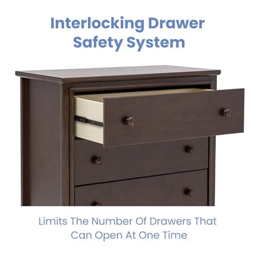 Delta Children Perry 3 Drawer Dresser with Changing Top and Interlocking Drawers, Walnut Espresso 5