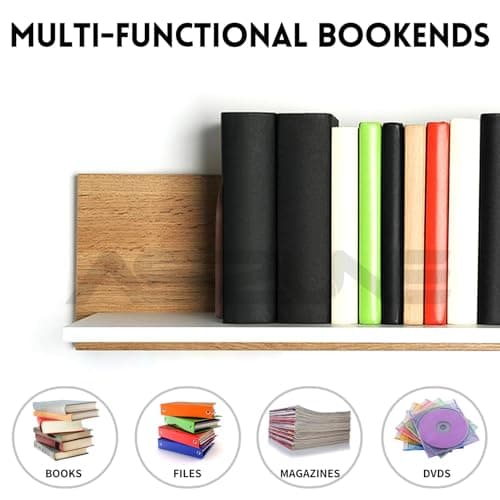 2Pairs Book Ends for Heavy Books, Wooden Bookends, Holds Heavy Books, Non-Skid, Perfect for Office Desk 6
