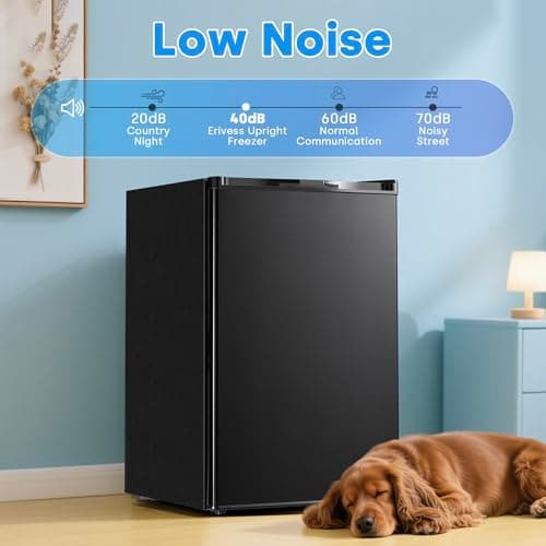 Erivess 3.0 Cu.ft Compact Upright Freezer, Single Door Mini Freezer with Adjustable Thermostat, Removable Shelves, Energy-Saving & Low Noise, Small Freezer for Home/Dorm/Apartment/Office (Black) 5