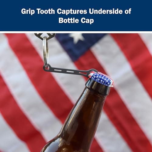 Gear Infusion Brew Soldier Bottle Opener - Thin Titanium Bottle Opener with Key Ring - Made in the USA (Sandblasted) 5