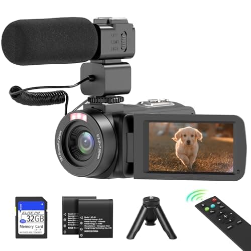 MURAUX Video Camera,1080P 30MP Vlogging Camcorder with IR Night Vision, 3.0” LCD Screen, 18X Digital Zoom, Remote Control, Microphone, Mini Tripod, 2 Batteries & 32GB SD Card