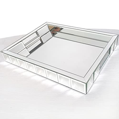 Wocred Perfume Tray,Super Gorgeous Vanity Tray with Handles,Jewelry Organizer Decorative Tray for Dresser,Coffee Table,Bedroom Ottoman(11”x15”x2”)