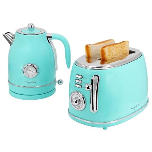 MegaChef 1.7 Quart Electric Tea Kettle and 2 Slice Toaster Combo (Turquoise) 2
