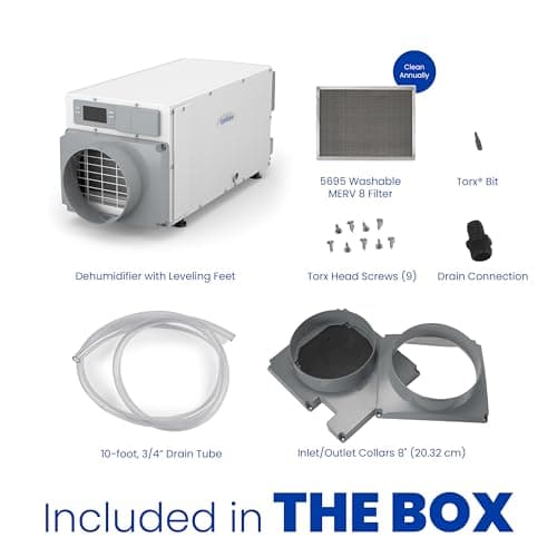 AprilAire E070 Pro 70-Pint Crawl Space Dehumidifier with Drain Hose, Commercial-Grade Whole-House Dehumidifier for Crawlspace, Basement, or Whole Home up to 2,200 sq. ft. 13