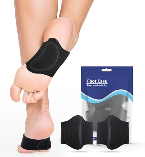 HGBOO Arch Support Brace (2 Pack) – Adjustable, Non-Slip Arch Wraps with Soft Elastic Silicone Pads for Foot Care, Flat & Fallen Arches, High Arch, Plantar Fasciitis Relief – Fits All Shoes (Black)