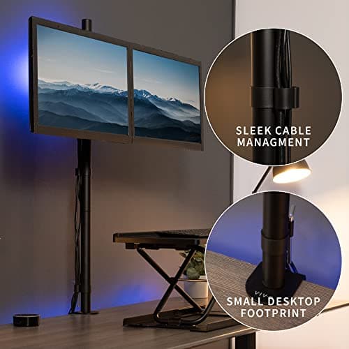 VIVO Dual Monitor Stand Up Desk Mount Extra Tall 39 inch Pole, Fully Adjustable Stand for up to 27 inch Screens, Black, STAND-V012 8